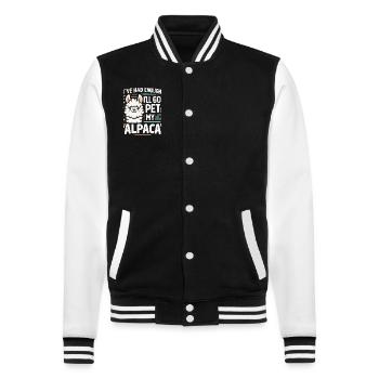 Alpaka Llama - College-Sweatjacke - Schwarz/Weiß - Vorne - Nik (191cm) & Marisol (170cm)
