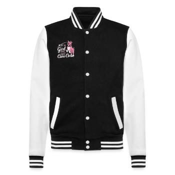 Cane Corso Dog - College Sweat Jacket - black/white - Front - Nik (191cm) & Marisol (170cm)
