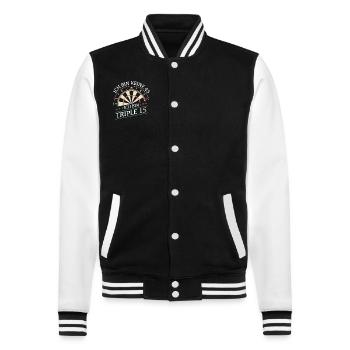 Geburtstagsgeschenk 45 Jahre Geburtstagskind - College-Sweatjacke - Schwarz/Weiß - Vorne - Nik (191cm) & Marisol (170cm)