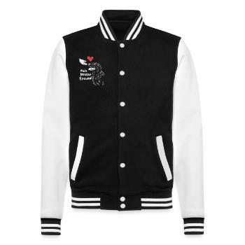 Labrador Hund Hunde - College-Sweatjacke - Schwarz/Weiß - Vorne - Nik (191cm) & Marisol (170cm)
