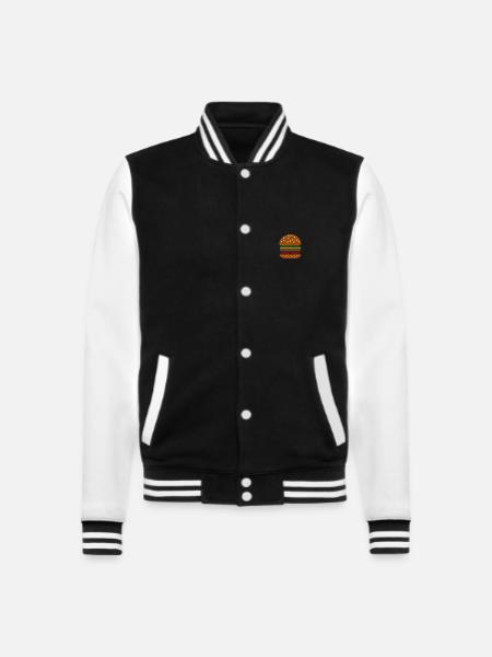 Burger brodé - Veste Teddy - noir/blanc