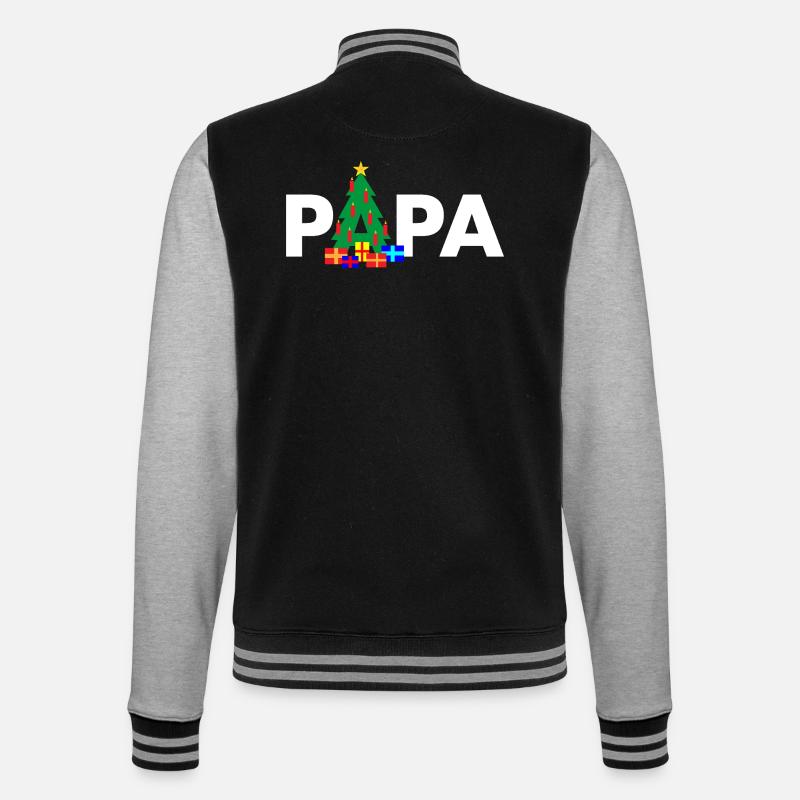 Papa Weihnachtsbaum - College-Sweatjacke - Schwarz/Grau meliert