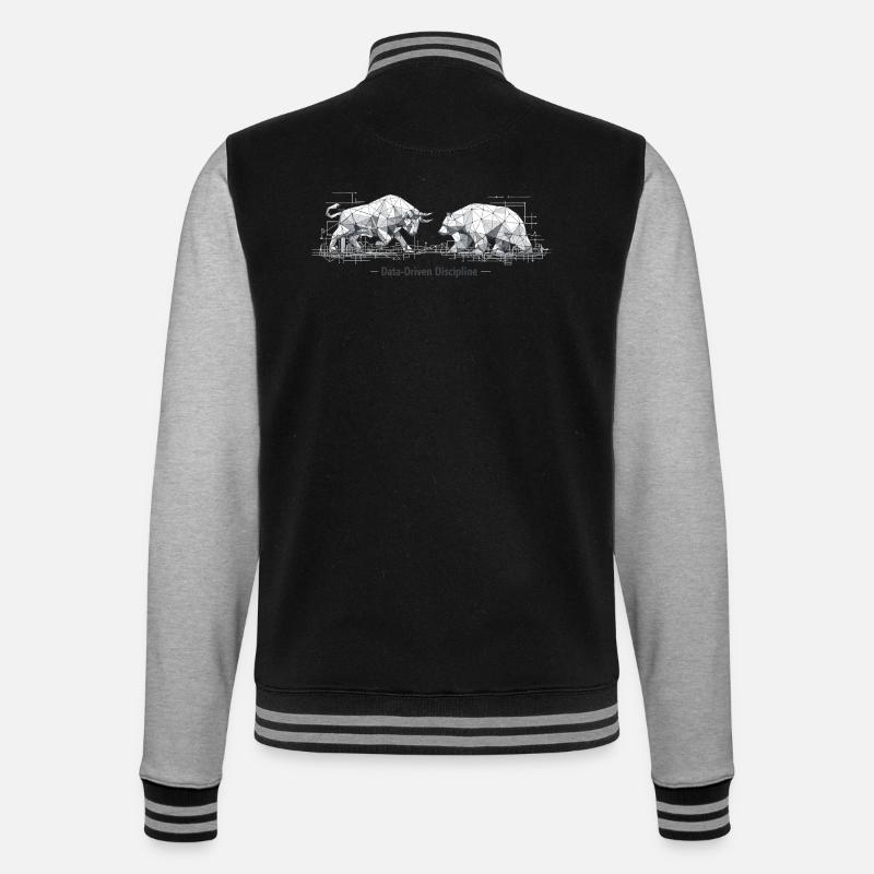 Data-Driven Discipline: Bull & Bear Design - College Sweat Jacket - black/heather grey