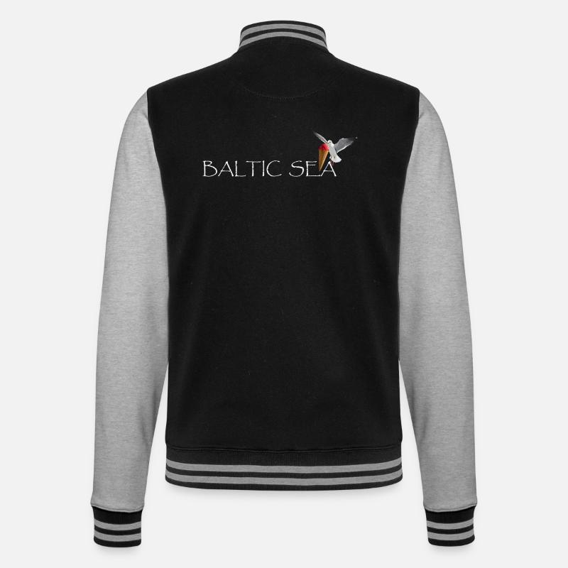 Ostsee Möwe die Eis klaut - College-Sweatjacke - Schwarz/Grau meliert