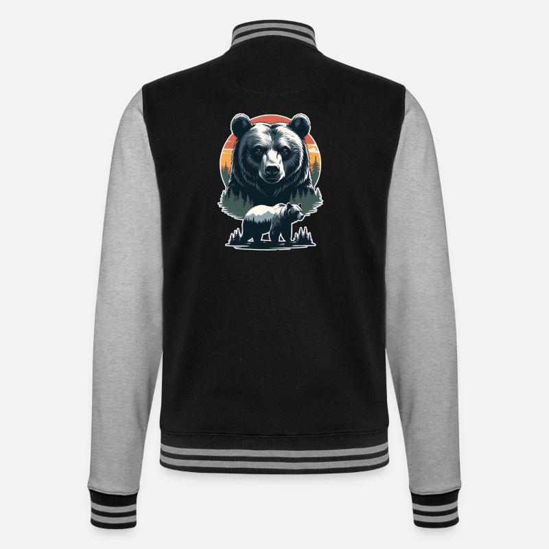 Forest bear at sunset - College Sweat Jacket - black/heather grey