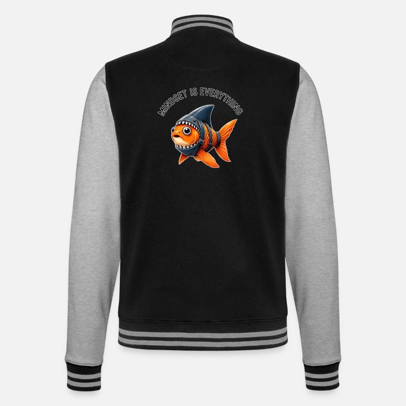 Mindset Fish – Be the Shark - College Sweat Jacket - black/heather grey