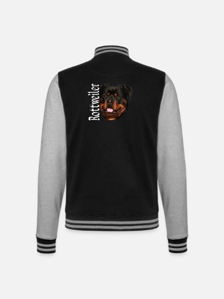 Rottweiler,Hund,Hunde,Hundekopf,Hundesport, - College-Sweatjacke - Schwarz/Grau meliert