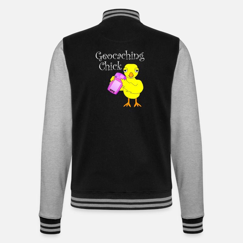 Geocaching Chick White Text - College Sweat Jacket - black/heather grey