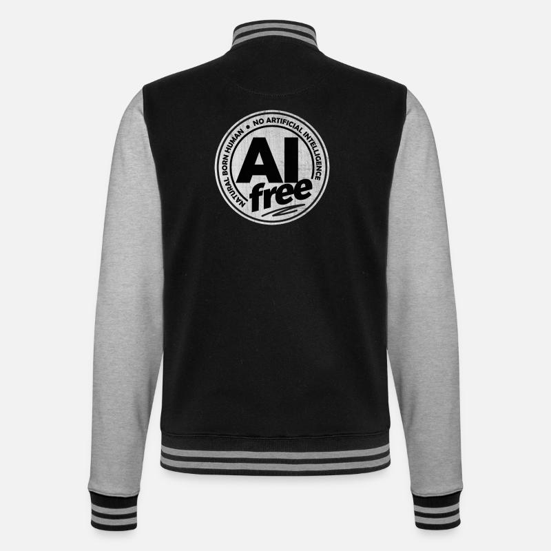 AI Free - No Artificial Intelligence - College Sweat Jacket - black/heather grey