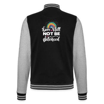 Mois de la fierté LGBTQ - L’amour ne sera pas réduit au silence - Veste Teddy - noir/gris chiné - Dos - Marisol (170cm)