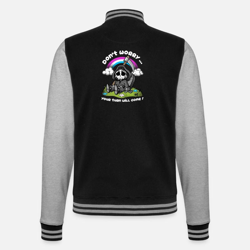 Don't worry - College-Sweatjacke - Schwarz/Grau meliert