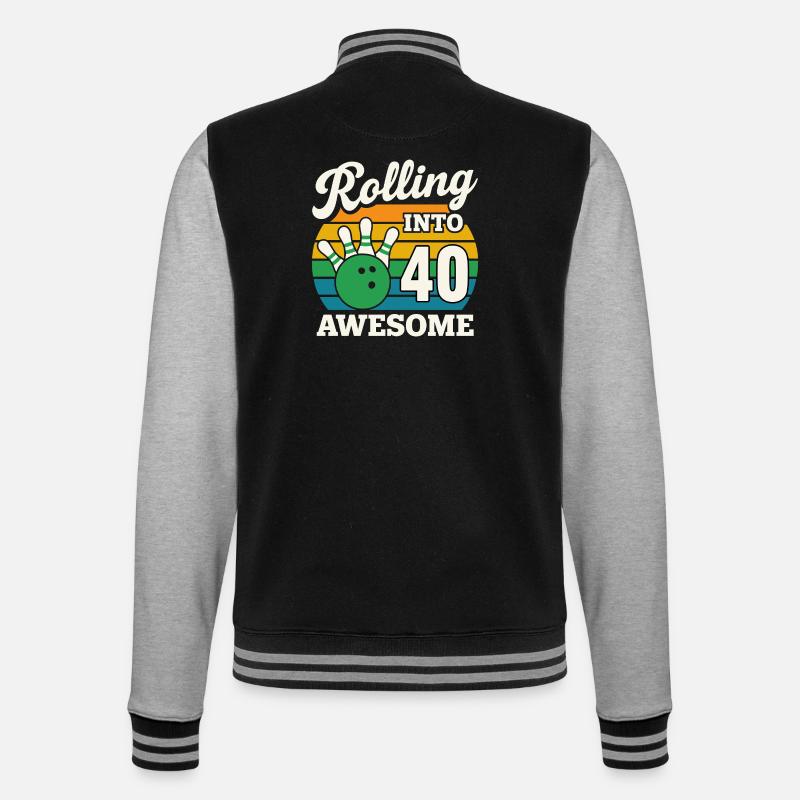 Retro Bowling 40th Birthday Design - College Sweat Jacket - black/heather grey