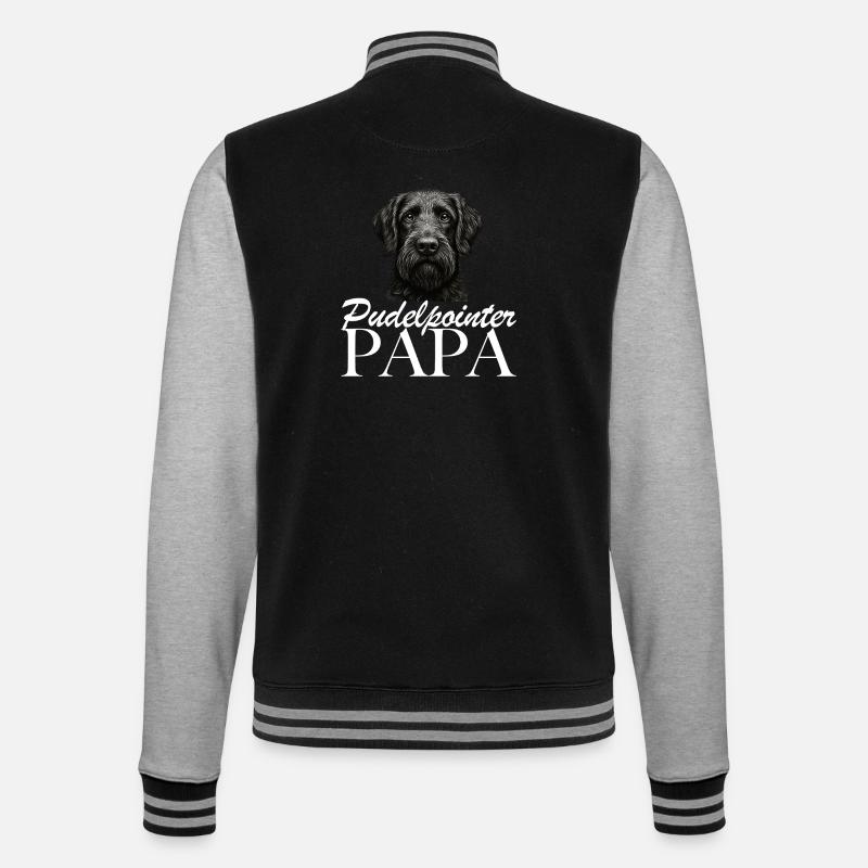 Pudelpointer Papa - College-Sweatjacke - Schwarz/Grau meliert