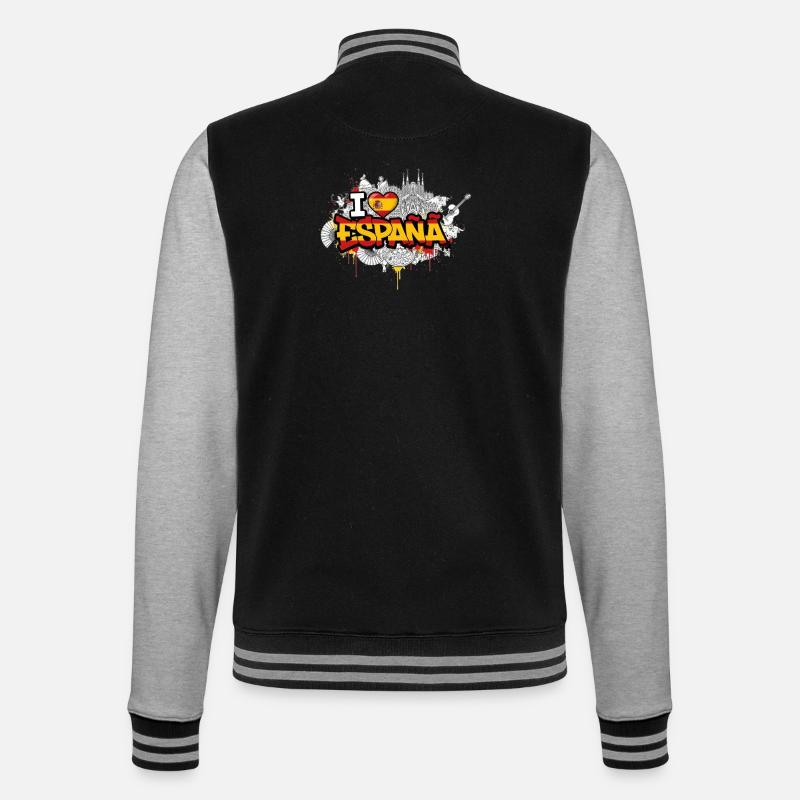 Lebendiges Graffiti Spanien Flagge Liebe Design - College-Sweatjacke - Schwarz/Grau meliert