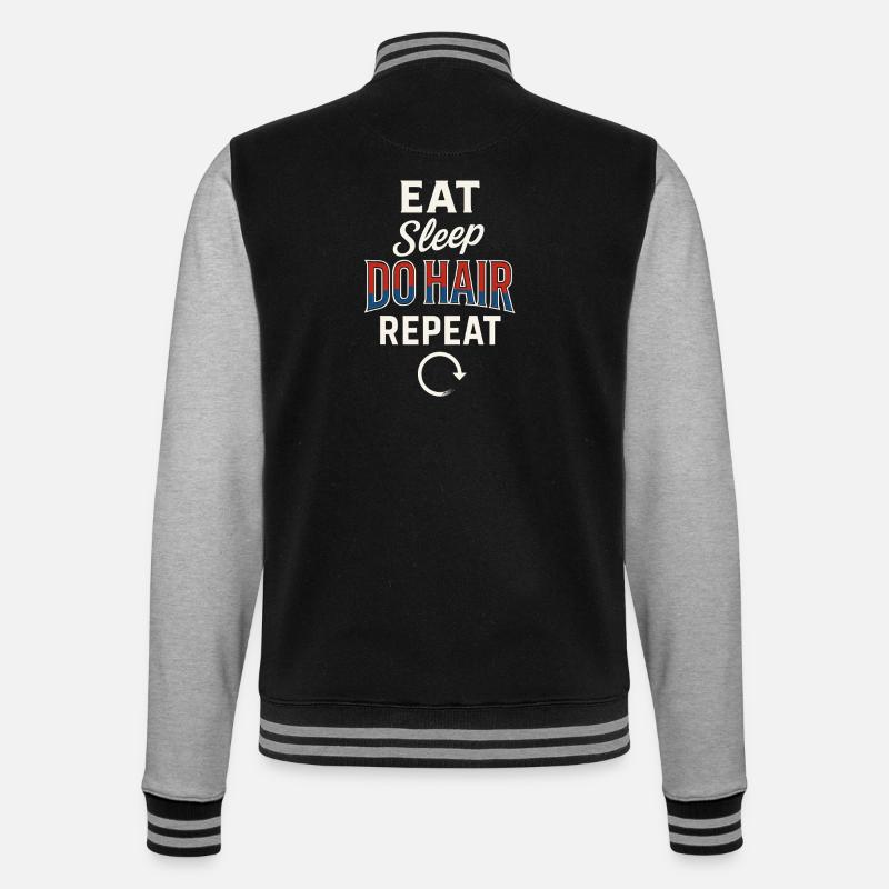 Eating Sleeping Doing Hair Repeating - College Sweat Jacket - black/heather grey