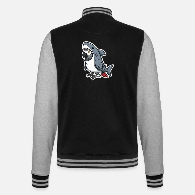 Requin gris perroquet dessin animé - Veste Teddy - noir/gris chiné