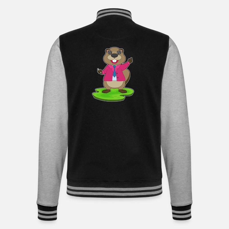 Biber Lehrer Kreide Schule - College-Sweatjacke - Schwarz/Grau meliert
