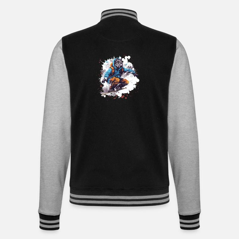 Wolf Snowboard - College-Sweatjacke - Schwarz/Grau meliert