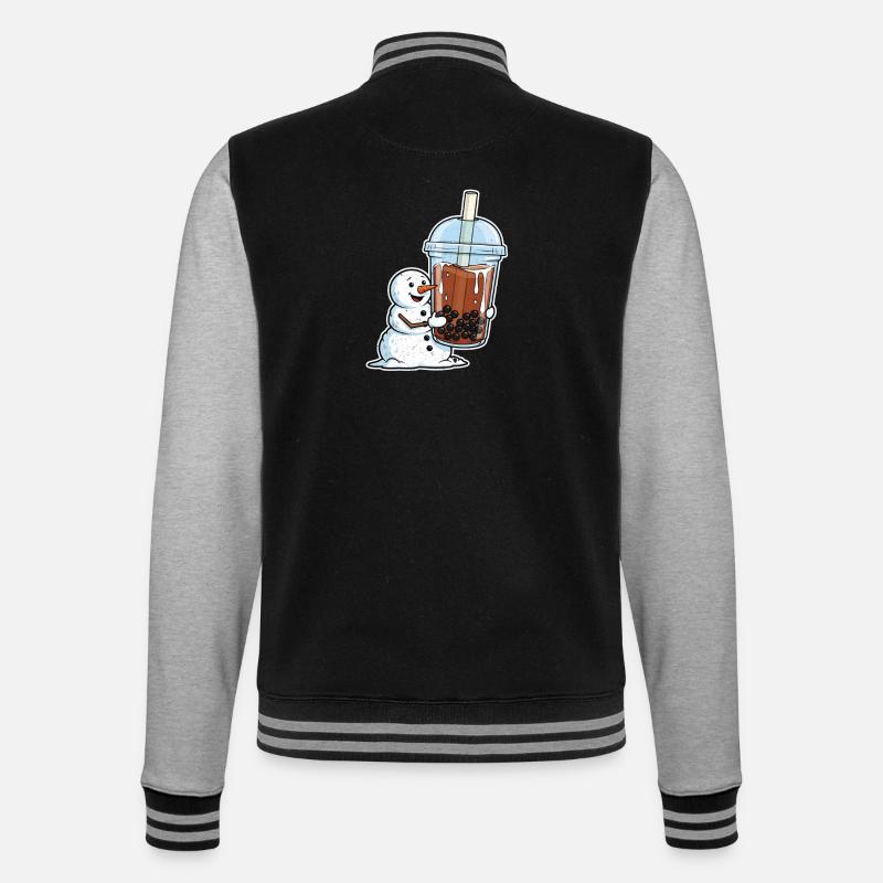 Snowman and Bubble Tea Mug - College Sweat Jacket - black/heather grey