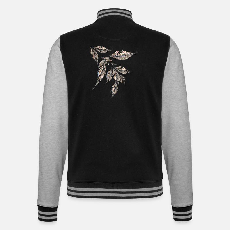 Delicately shimmering, feather-light leaf pattern - College Sweat Jacket - black/heather grey