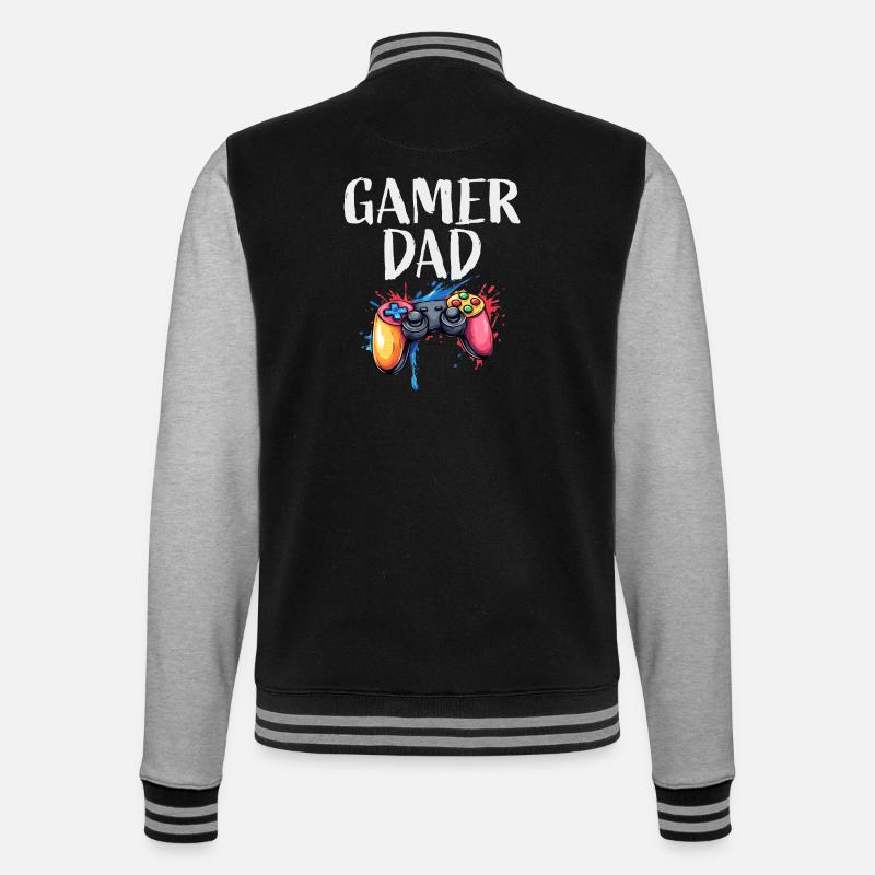Gamer Papa Controller Splash - College-Sweatjacke - Schwarz/Grau meliert