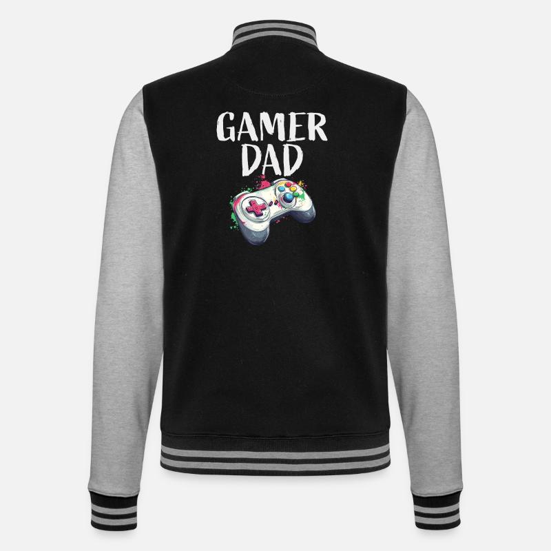 Gamer Dad Controller Splash - College Sweat Jacket - black/heather grey
