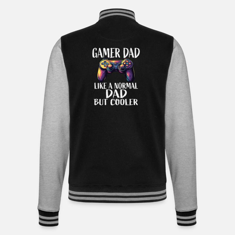 Gamer Dad Cooler Controller Saying - College Sweat Jacket - black/heather grey