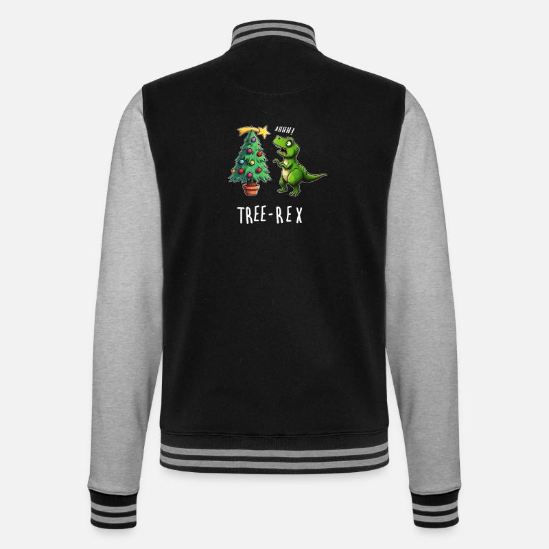 Baumrex Dino Weihnachtsspaß - College-Sweatjacke - Schwarz/Grau meliert