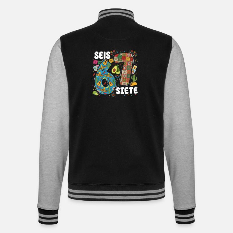 Six Seven Fiesta Pattern - College Sweat Jacket - black/heather grey