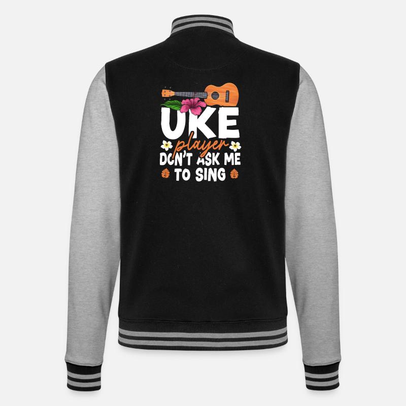 Hawaiian Ukulele Uke Uke Player - College-Sweatjacke - Schwarz/Grau meliert