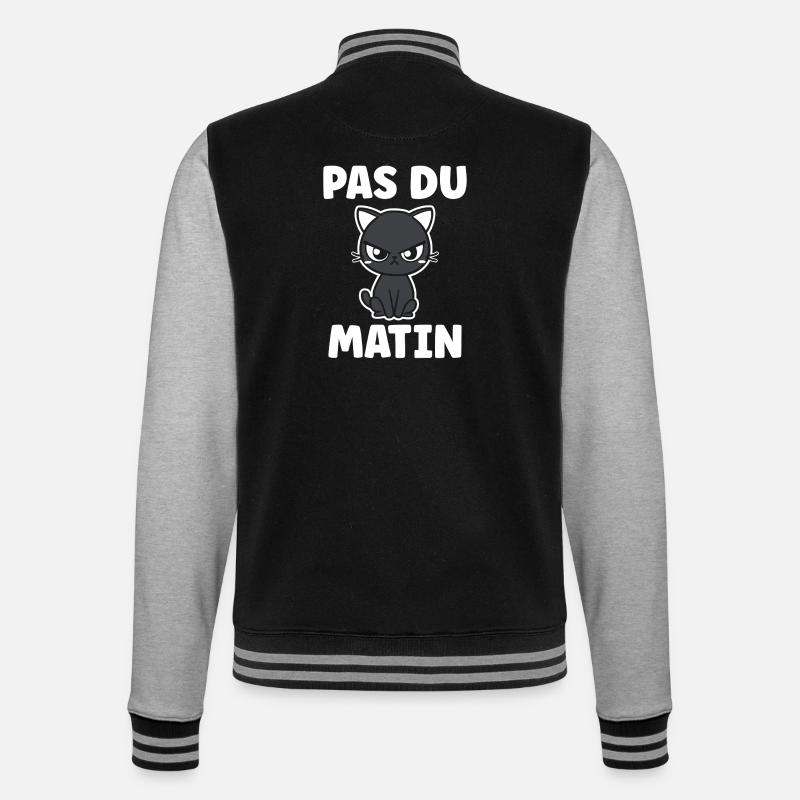 Chat grognon Pas du matin - Veste Teddy - noir/gris chiné
