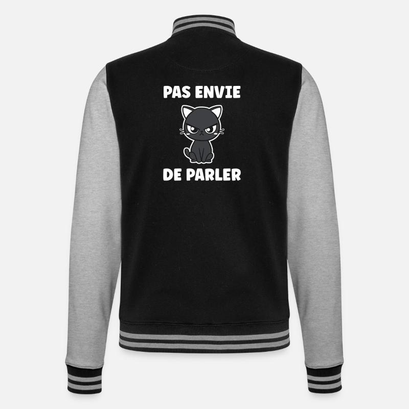 Die grummelige Katze will nicht reden - College-Sweatjacke - Schwarz/Grau meliert