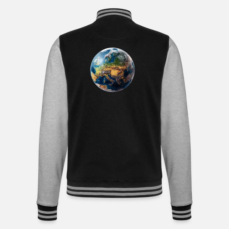 Globe Design: Europe-Asia Landscape - College Sweat Jacket - black/heather grey