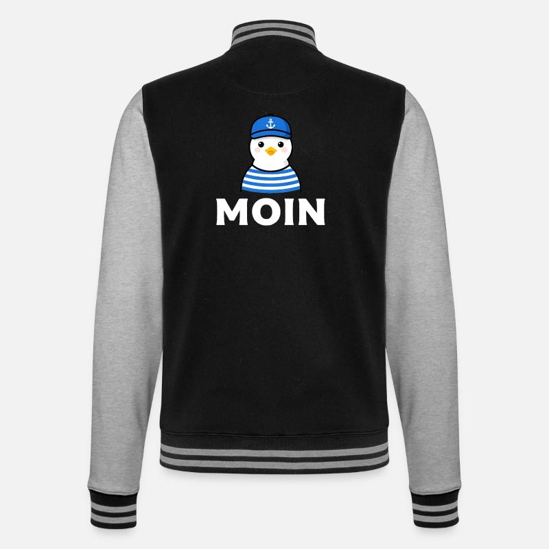 Moin Möwe im Sailor-Stil - College-Sweatjacke - Schwarz/Grau meliert