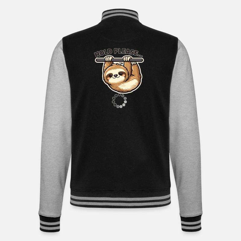 Sloth Please Hold Motif - College Sweat Jacket - black/heather grey