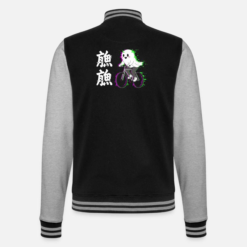 Neon Ghost on Bicycle - College Sweat Jacket - black/heather grey