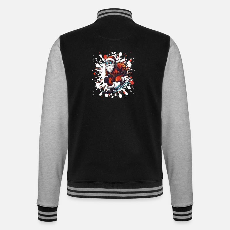 Weihnachtsmann Snowboard - College-Sweatjacke - Schwarz/Grau meliert