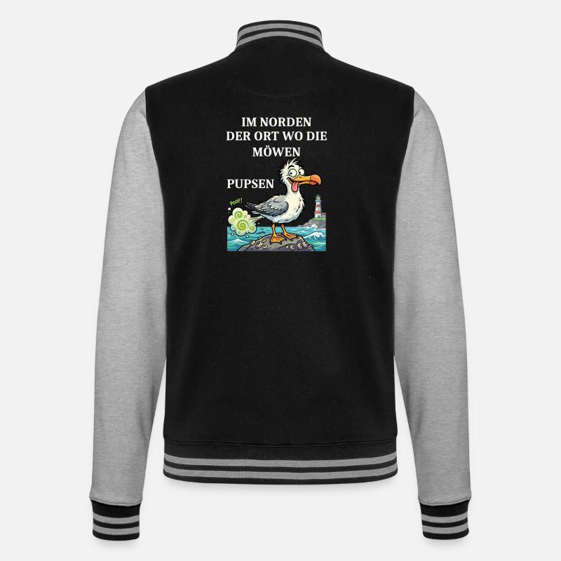 Norddeutscher Humor Spruch Möwe - College-Sweatjacke - Schwarz/Grau meliert