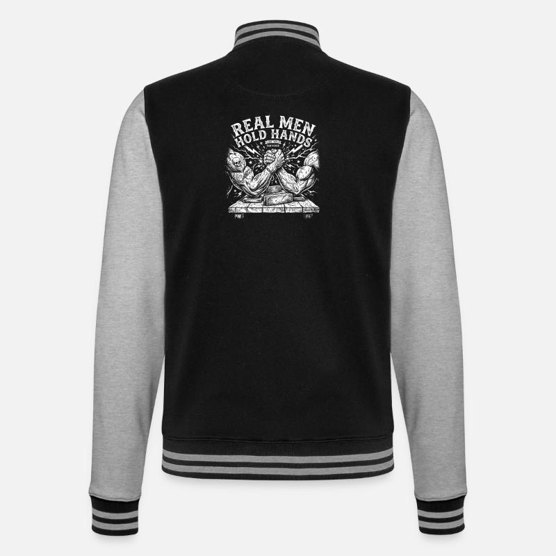 Armdrücken – Echte Männer halten Händchen - College-Sweatjacke - Schwarz/Grau meliert