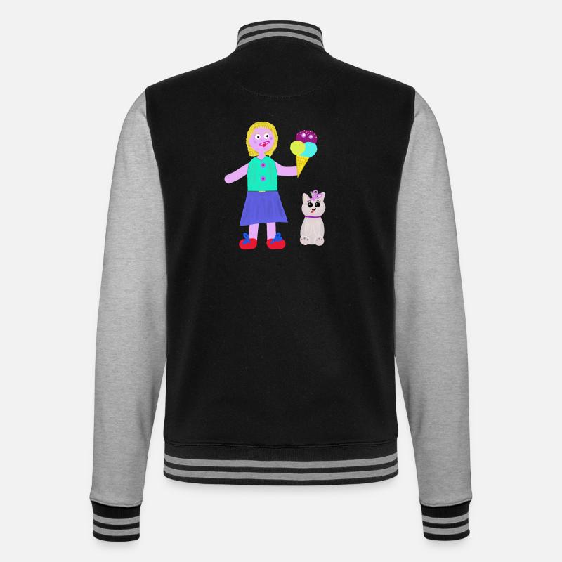 Eiscreme-Mädchen Eiscreme Eiswaffel Eis - College-Sweatjacke - Schwarz/Grau meliert