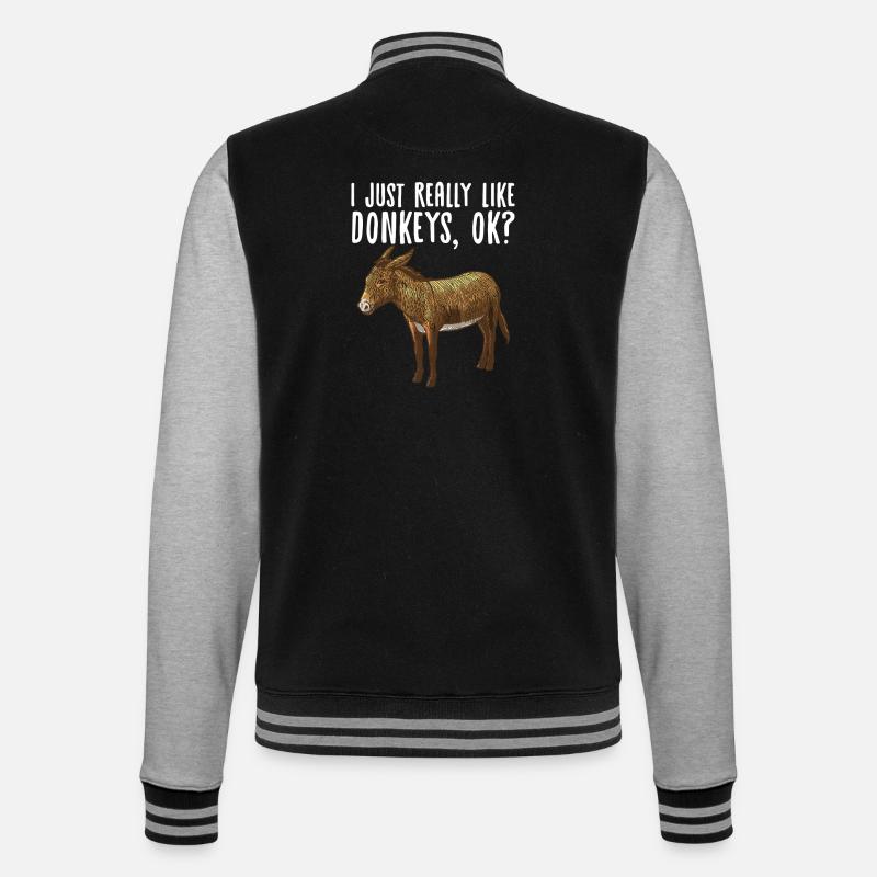 Verspieltes Esel-Grafik-Tee - College-Sweatjacke - Schwarz/Grau meliert