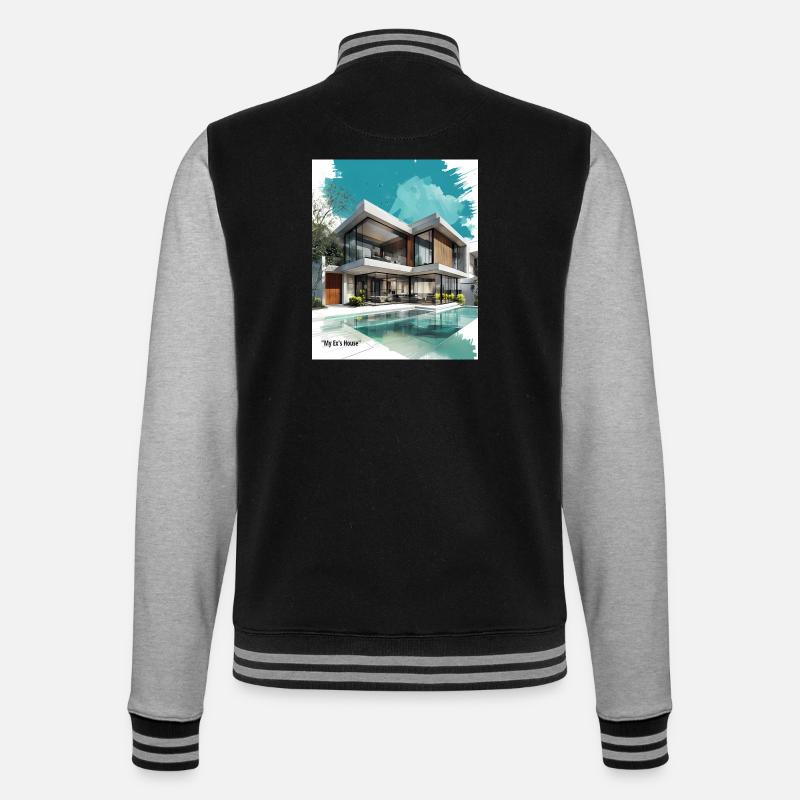 Ex's Modern Villa by Pool - College Sweat Jacket - black/heather grey