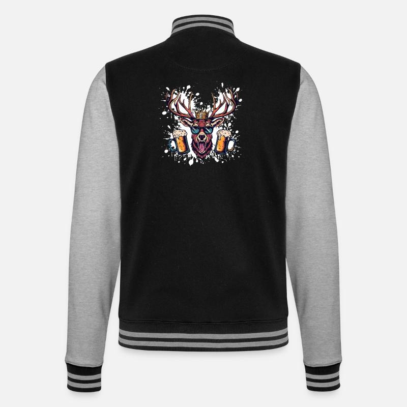 Deer Beer Funny - College Sweat Jacket - black/heather grey
