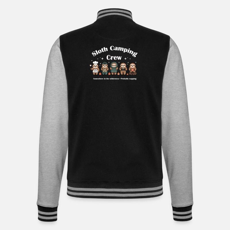 Sloth Camping Crew - College-Sweatjacke - Schwarz/Grau meliert