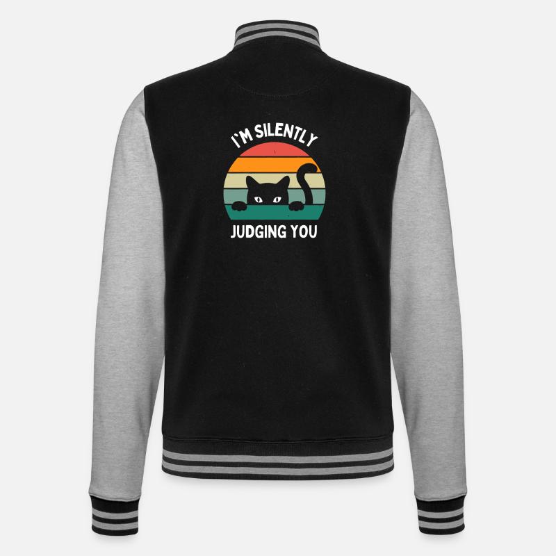Silent Cat Judging You - College Sweat Jacket - black/heather grey