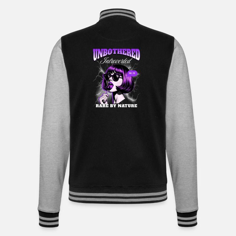 Introvert unbothered - College Sweat Jacket - black/heather grey