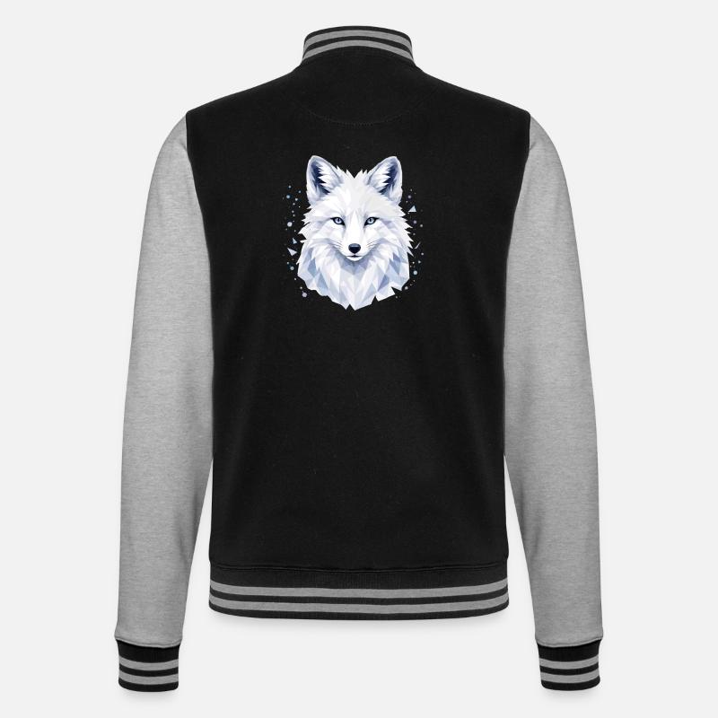 Arctic Fox Polygon Design - College Sweat Jacket - black/heather grey