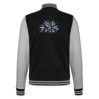 Blue-green fragment flower - College Sweat Jacket - black/heather grey - Back - Marisol (170cm)