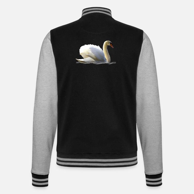 Cygne élégant avec détails d'ailes - Veste Teddy - noir/gris chiné