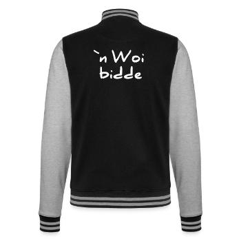 Pfälzerdesigns unisex, n woi bidde - College-Sweatjacke - Schwarz/Grau meliert - Hinten - Marisol (170cm)